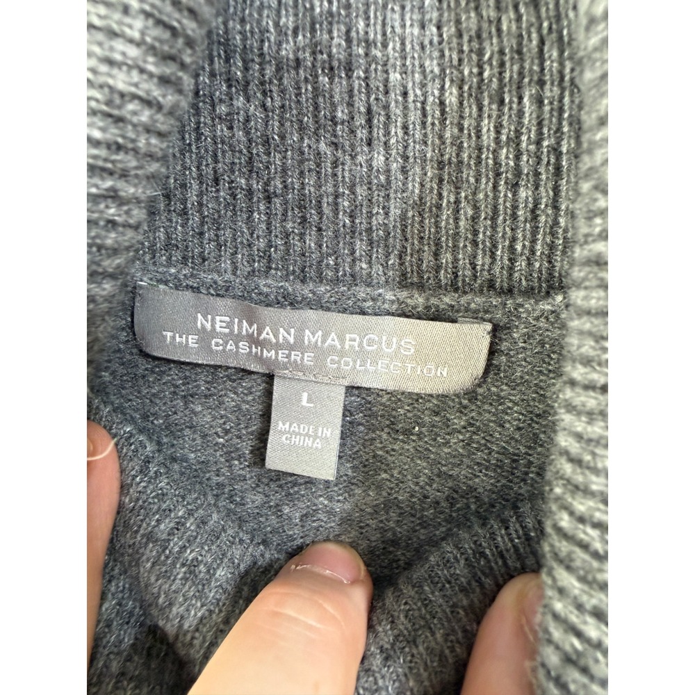 Neiman Marcus 100% Cashmere Sweater L Gray Turtleneck Quiet Luxury Classic - Picture 5 of 14